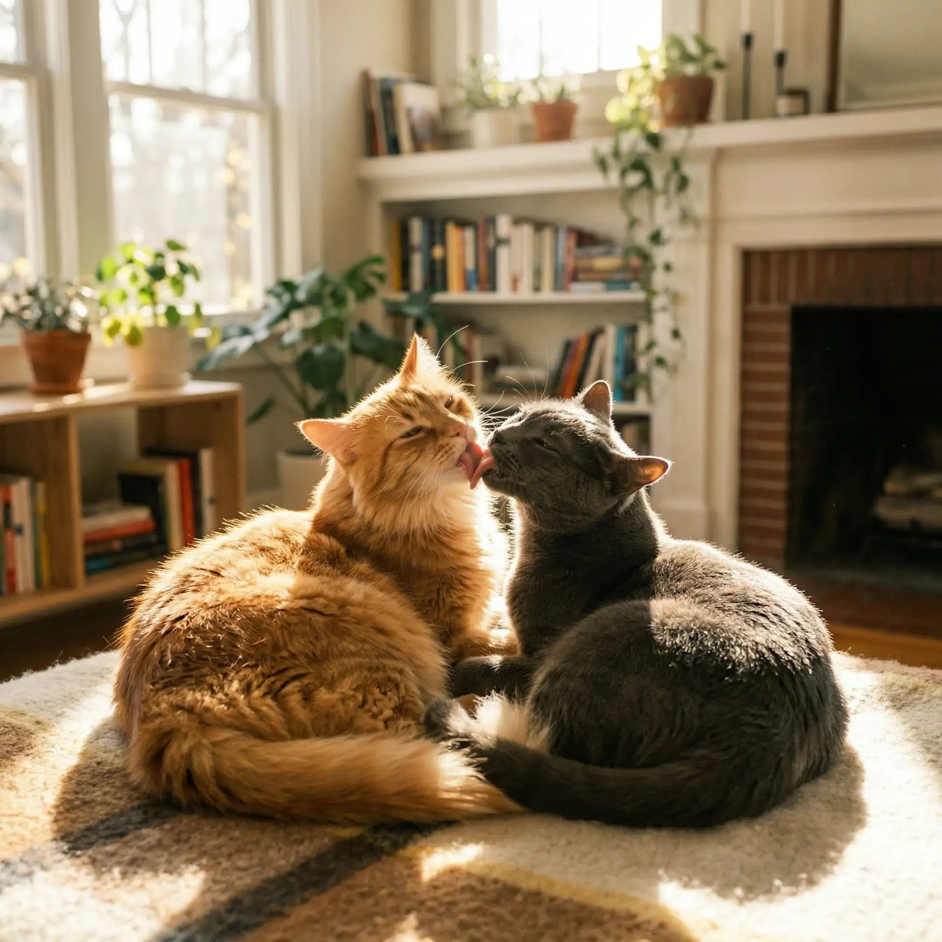 两只猫互相梳毛 - 动画片狮子王